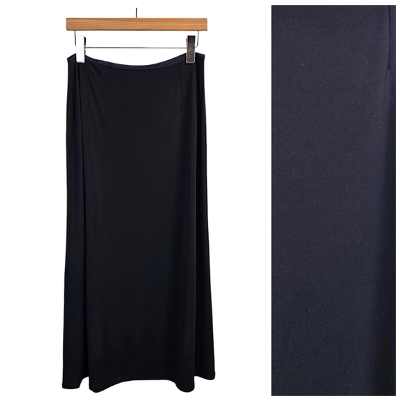 J. Jill Maxi Skirt LP Black Ponte Knit Full Length Minimalist Quiet Luxury - Picture 2 of 13